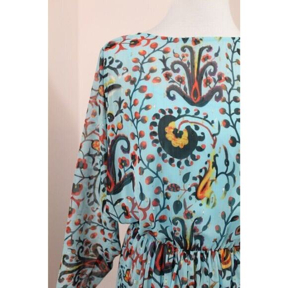 EVA by EVA FRANCO Sz 14 Blue Turquoise Paisley Maxi Boho Dress NWT - Picture 7 of 11